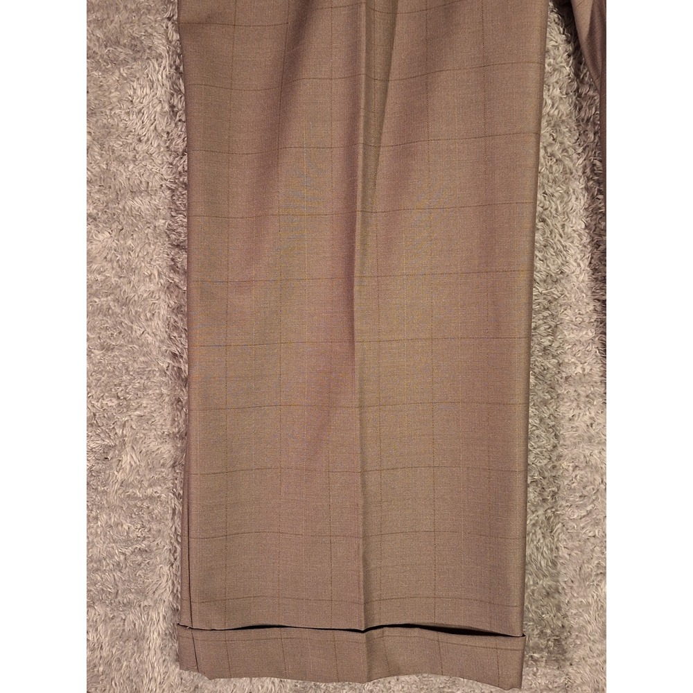 Luca Rossi Mens Plaid Wrinkle Resistant Slacks Trousers W48 I30 Taupe Capri NEW - Picture 9 of 12